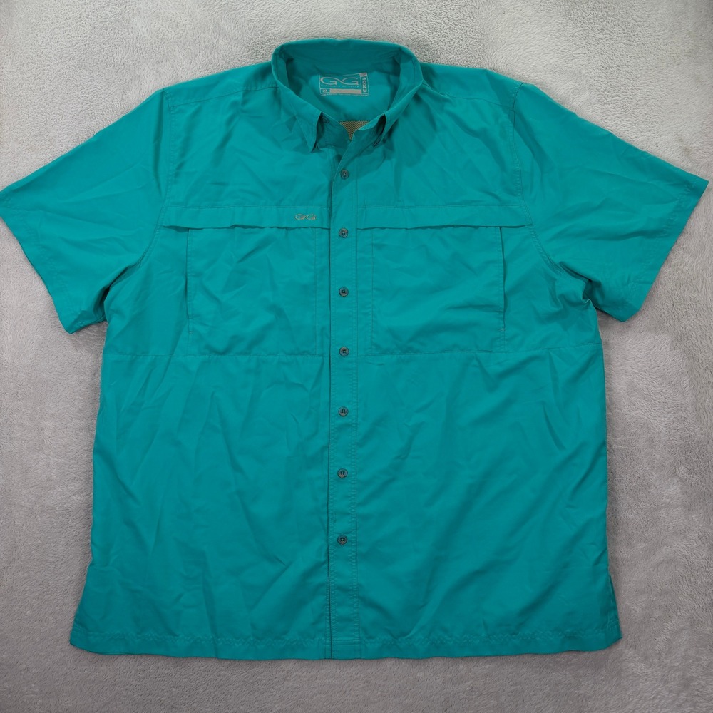 GameGuard Outdoors 1023 Mens 3XL Teal Green Short Sleeve Fishing Shirt Casual